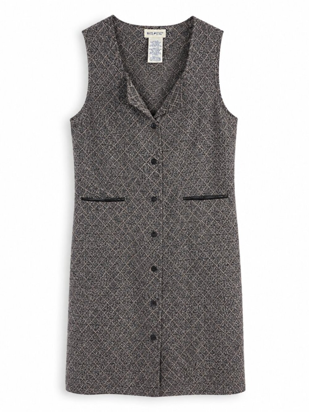White Stag Jumper Dress Womens XL 16/18 Plaid Button Front Sleeveless Long